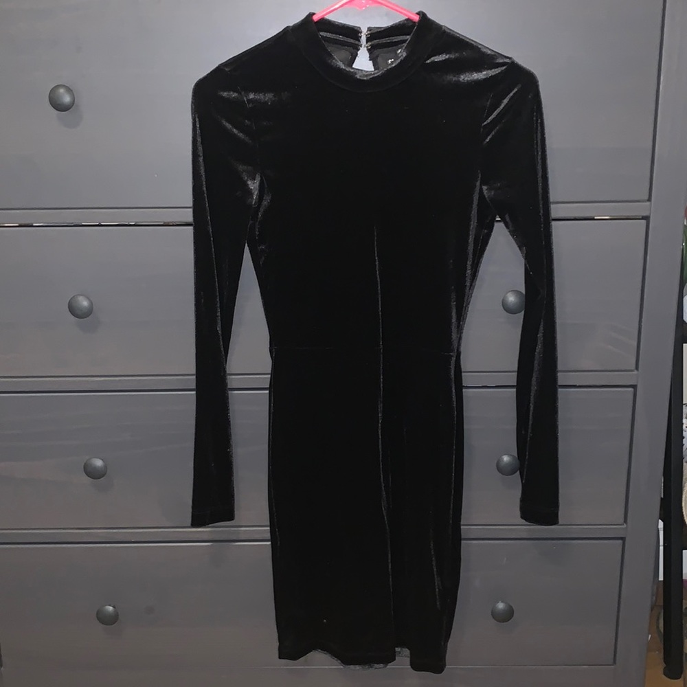 Velvet mock neck dress